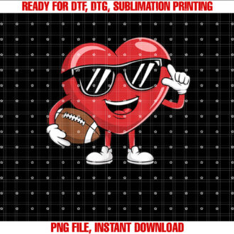 Football Valentines Day Boys Valentines Heart Kids Men Shirt  PNG, DTF, DTG, Sublimation Design