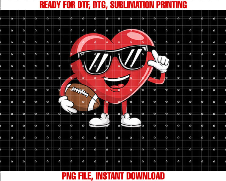 Football Valentines Day Boys Valentines Heart Kids Men Shirt  PNG, DTF, DTG, Sublimation Design