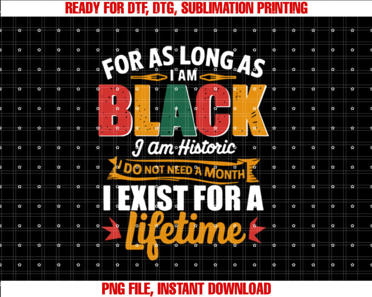 For as Long as I Am I Am Historic History Month Shirt  PNG, DTF, DTG, Sublimation Design