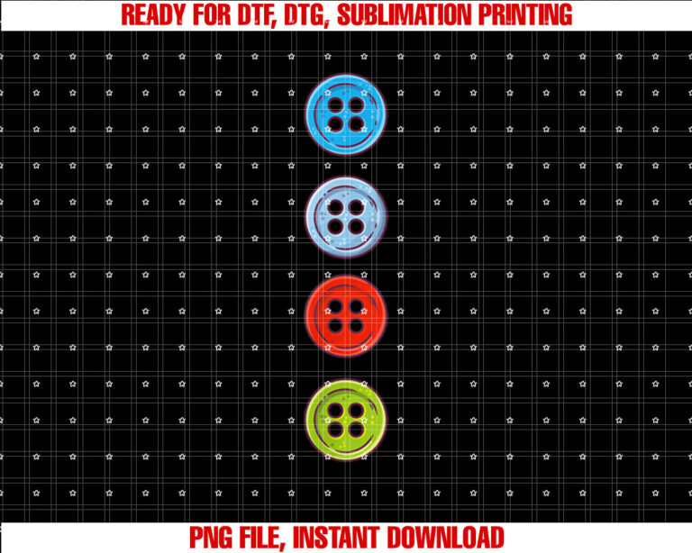Four Groovy Buttons Blue Cat Funny Halloween Costume Kids Shirt  PNG, DTF, DTG, Sublimation Design