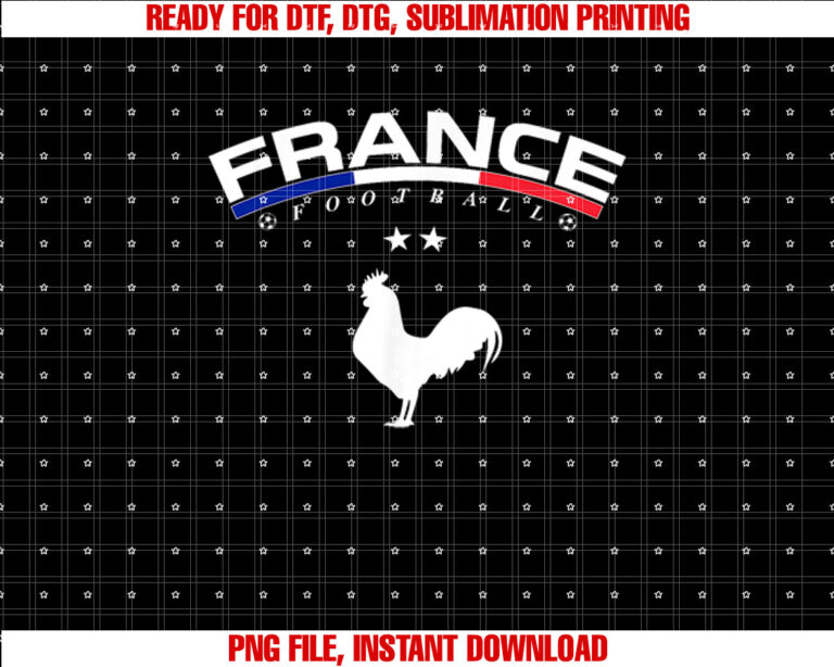 France Football Coq Shirt  PNG, DTF, DTG, Sublimation Design