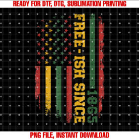 Freeish Since 1865 With American Flag in African Colors Shirt  PNG, DTF, DTG, Sublimation Design