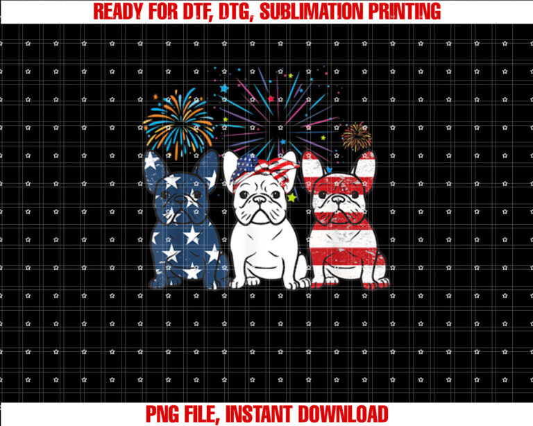 French Bulldog American Flag 4th of July Independence Day Shirt  PNG, DTF, DTG, Sublimation Design