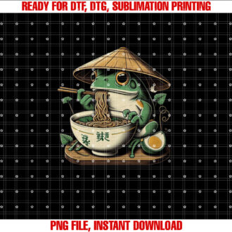 Frog Eating Ramen Kawaii Neko Japanese Noodles Anime Lovers Shirt  PNG, DTF, DTG, Sublimation Design