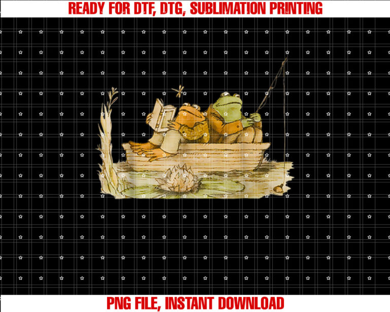 Frog Toad Fishing Vintage Classic Book Frog Shirt  PNG, DTF, DTG, Sublimation Design
