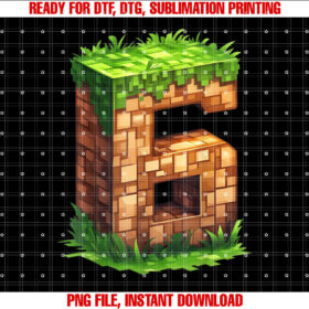 Fun 6th Birthday Number 6 Video Gamer Pixel Themed Bday Boys Shirt  PNG, DTF, DTG, Sublimation Design