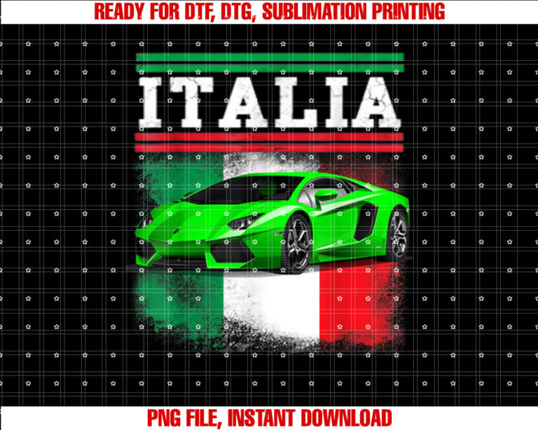 Fun Italian Exotic Supercar for Men Women and Children Shirt  PNG, DTF, DTG, Sublimation Design