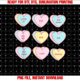 Funny Anti Valentines Day Hearts Valentines Day Shirt  PNG, DTF, DTG, Sublimation Design