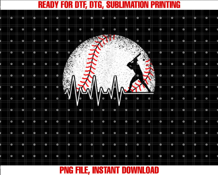 Funny Baseball Heartbeat Baseball Player Shirt  PNG, DTF, DTG, Sublimation Design