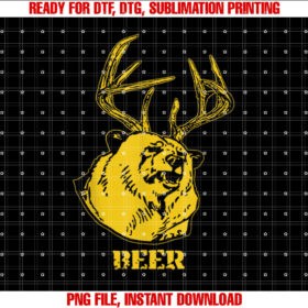 Funny Bear Plus Deer Equals Beer Deer Hunting Usa Hunter Shirt  PNG, DTF, DTG, Sublimation Design