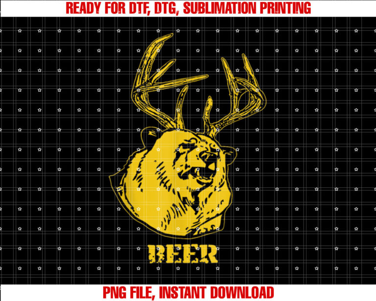 Funny Bear Plus Deer Equals Beer Deer Hunting Usa Hunter Shirt  PNG, DTF, DTG, Sublimation Design