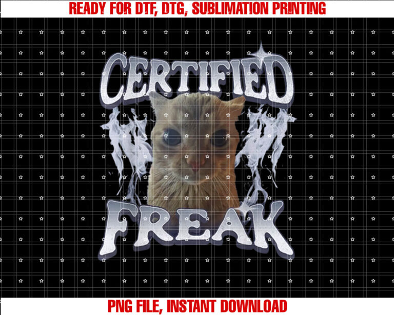 Funny Cat Meme Certified Freak Eat Cement Cursed Cat Shirt  PNG, DTF, DTG, Sublimation Design