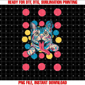 Funny Cat With Polka Dots Shirt  PNG, DTF, DTG, Sublimation Design