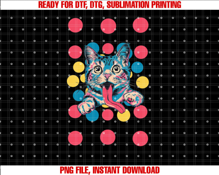 Funny Cat With Polka Dots Shirt  PNG, DTF, DTG, Sublimation Design