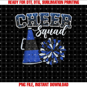 Funny Cheerleader Cheer Squad Cheerleading Blue Women Girl Shirt  PNG, DTF, DTG, Sublimation Design