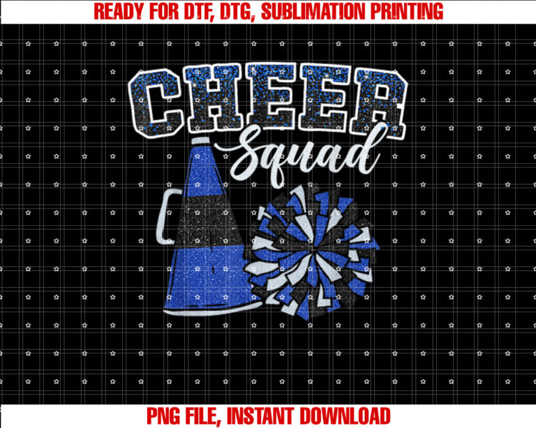 Funny Cheerleader Cheer Squad Cheerleading Blue Women Girl Shirt  PNG, DTF, DTG, Sublimation Design