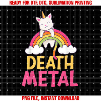 Funny Colorful Death Metal Rainbow Cat Unicorn Unicat Shirt  PNG, DTF, DTG, Sublimation Design