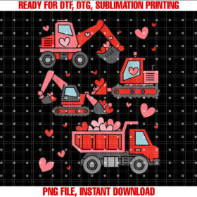 Funny Construction Truck Valentine Kid Boy Toddler Valentine Shirt  PNG, DTF, DTG, Sublimation Design