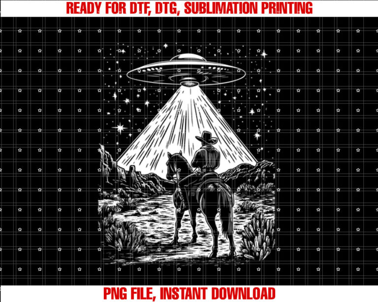 Funny Cowboy Ufo Alien Cowgirl Country Southern Rodeo Shirt  PNG, DTF, DTG, Sublimation Design