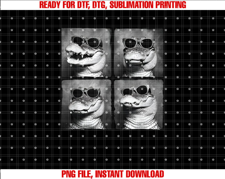 Funny Crocodile in Sunglasses Quirky Alligator Funny Gator Shirt  PNG, DTF, DTG, Sublimation Design