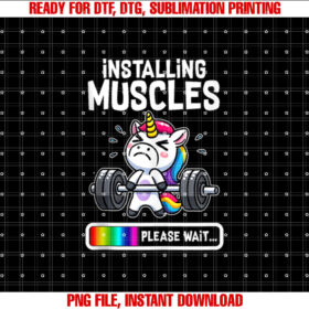 Funny Cute Unicorn Workout Gym Fitness Weightlifting Gift Shirt  PNG, DTF, DTG, Sublimation Design