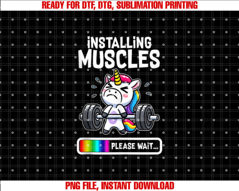 Funny Cute Unicorn Workout Gym Fitness Weightlifting Gift Shirt  PNG, DTF, DTG, Sublimation Design