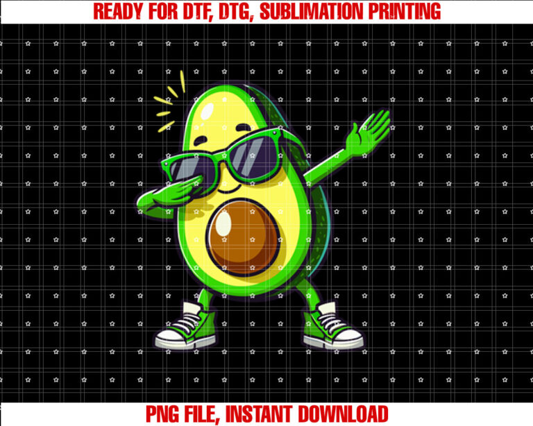 Funny Dabbing Avocado Kids Women Men Avocado Shirt  PNG, DTF, DTG, Sublimation Design