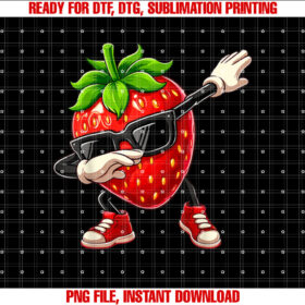 Funny Dabbing Strawberry Summer Fruit Lover Shirt  PNG, DTF, DTG, Sublimation Design