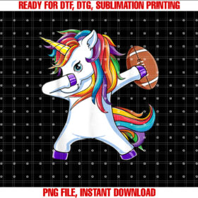 Funny Dabbing Unicorn American Football Gift for Girls Women Shirt  PNG, DTF, DTG, Sublimation Design