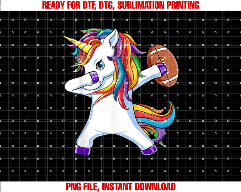 Funny Dabbing Unicorn American Football Gift for Girls Women Shirt  PNG, DTF, DTG, Sublimation Design