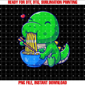 Funny Dinosaur Ramen Noodle Boy Toddler Cute Anime Kawaii Shirt  PNG, DTF, DTG, Sublimation Design