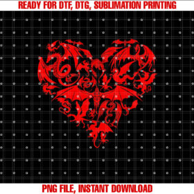 Funny Dragon Heart Valentine Day Animals Dragon Lover Shirt  PNG, DTF, DTG, Sublimation Design