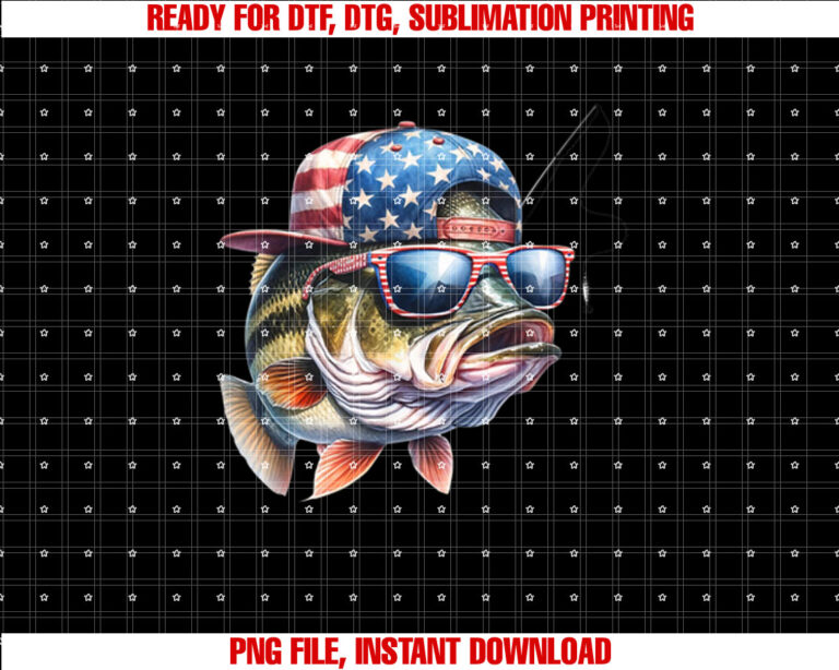 Funny Fishing Fisherman Gift American Flag Shirt  PNG, DTF, DTG, Sublimation Design