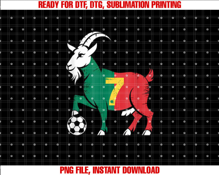 Funny Goat Soccer Football Design Men Women Kids Shirt  PNG, DTF, DTG, Sublimation Design