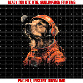 Funny Golden Retriever Lovers Dog Astronaut in the Space Shirt  PNG, DTF, DTG, Sublimation Design