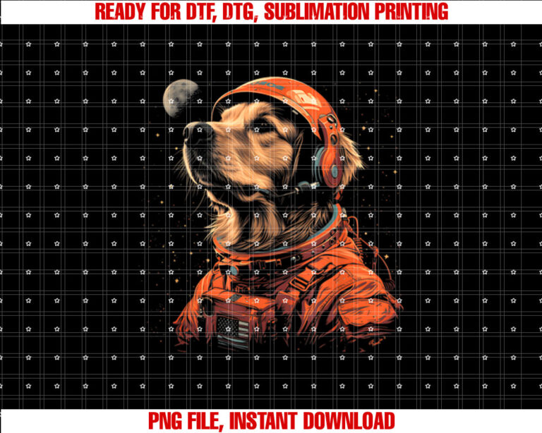 Funny Golden Retriever Lovers Dog Astronaut in the Space Shirt  PNG, DTF, DTG, Sublimation Design
