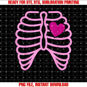 Funny Halloween Skeleton Rib Cage Pink Xray Womens Girls Shirt  PNG, DTF, DTG, Sublimation Design