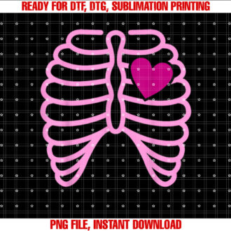 Funny Halloween Skeleton Rib Cage Pink Xray Womens Girls Shirt  PNG, DTF, DTG, Sublimation Design