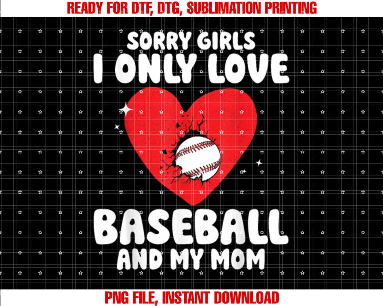 Funny Heart Baseball Valentines Day Boys Shirt  PNG, DTF, DTG, Sublimation Design