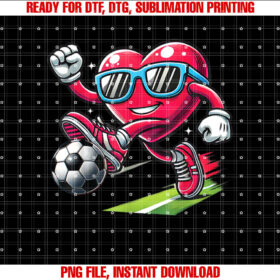 Funny Heart Playing Soccer Lovers Boys Kids Valentines Day Shirt  PNG, DTF, DTG, Sublimation Design