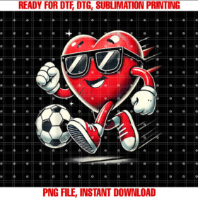 Funny Heart Playing Soccer Valentines Day Mens Boys Kids Shirt  PNG, DTF, DTG, Sublimation Design