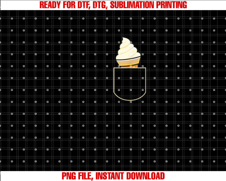 Funny Ice Cream in the Bag Gift Ice Bag Pocket Shirt  PNG, DTF, DTG, Sublimation Design