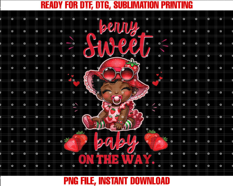Funny Little Baby Shower Girl Sweet Berry Baby Shirt  PNG, DTF, DTG, Sublimation Design