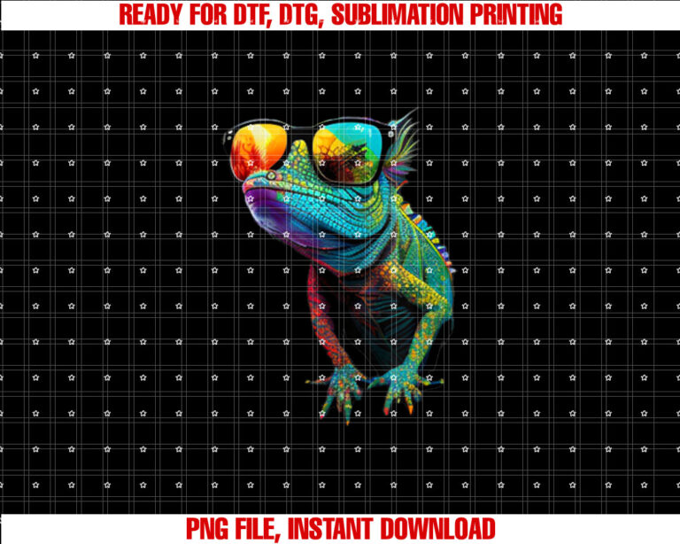 Funny Lizard With Sunglasses for Iguana Reptiles Lovers Shirt  PNG, DTF, DTG, Sublimation Design