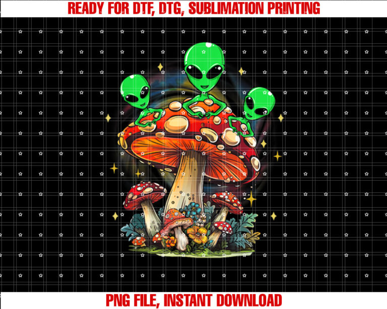 Funny Magic Mushroom Alien Trippy Shroom Lsdweed Acid Trip Shirt  PNG, DTF, DTG, Sublimation Design
