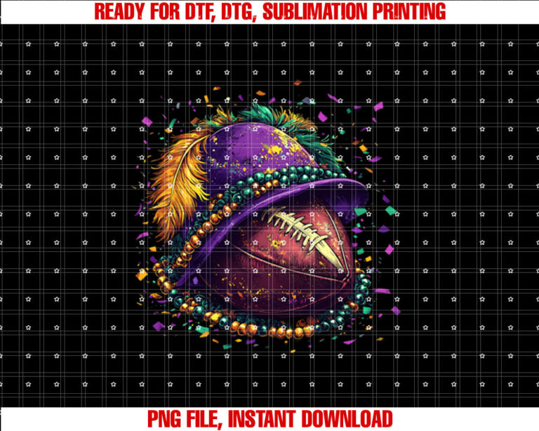 Funny Mardi Gras Football Beads New Orleans Men Women Kids Shirt  PNG, DTF, DTG, Sublimation Design