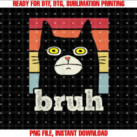 Funny Meme Saying Bruh With Cat Greetings Ns Boys Men Shirt  PNG, DTF, DTG, Sublimation Design