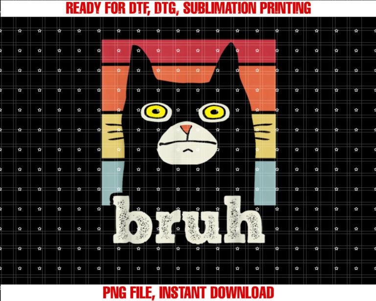 Funny Meme Saying Bruh With Cat Greetings Ns Boys Men Shirt  PNG, DTF, DTG, Sublimation Design
