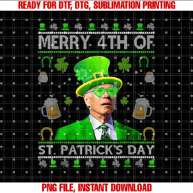 Funny Merry 4th of St Patricks Day Joe Biden Heart Glasses Shirt  PNG, DTF, DTG, Sublimation Design