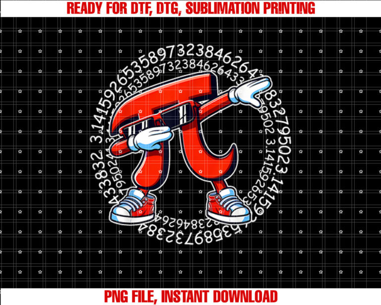 Funny Pi Symbol Dabbing Pi Day Kids Youth Boys Pi Math Shirt  PNG, DTF, DTG, Sublimation Design